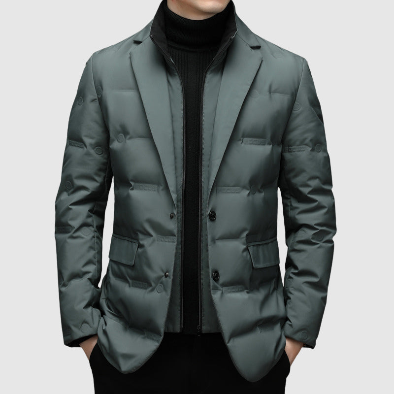 Herren-Winter-Daunenjacke mit Reverskragen und Entendaunenfüllung