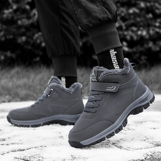 Damen Winter Schneestiefel Wasserdicht Klettverschluss Thermofutter Flacher Absatz