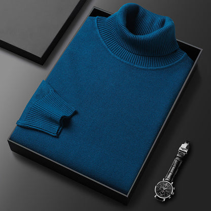 Herren Rollkragenpullover einfarbig mit geripptem Kragen
