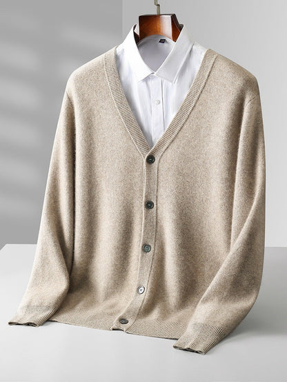 Herren Wollcardigan V-Ausschnitt Langarm Lockerer Schnitt Dickes Strickmaterial