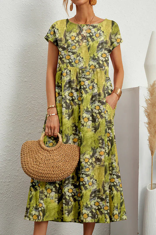 Ärmelloses bedrucktes Sommerkleid mit Rundhalsausschnitt | Perfekt für heiße Tage