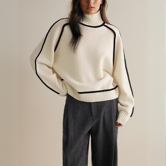 Damen Herbst-Rollkragenpullover Langarm mit lockerer Passform und hohem Kragen