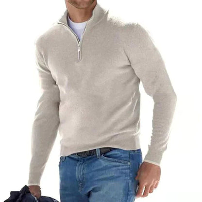 Herren Pullover mit Reißverschluss langarm und Stehkragen