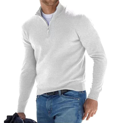 Herren Pullover mit Reißverschluss langarm und Stehkragen