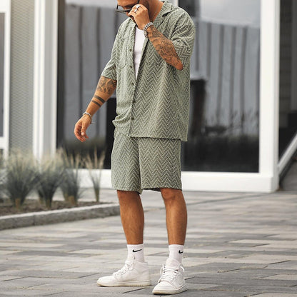 Vintage Sommer-Set für Herren – Leichtes Kurzarm-Hemd & Shorts – Perfekt für heiße Sommertage