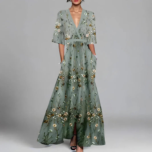 Locker geschnittenes Damen-Sommer-Maxikleid mit leichtem, atmungsaktivem Stoff und lässigem Design