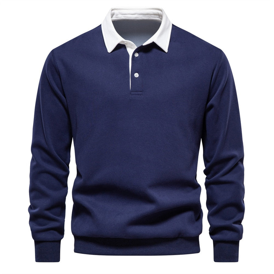 Herren Frühling-Sommer-Pullover mit Kragen Klassisches Langarm-Design