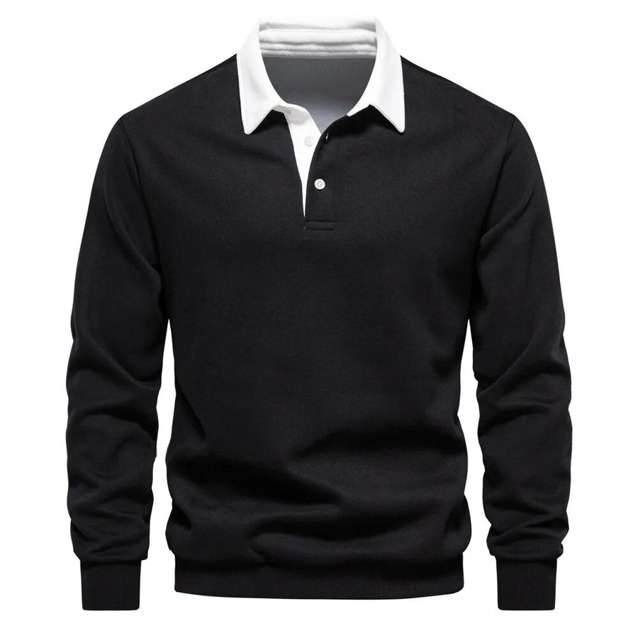 Herren Frühling-Sommer-Pullover mit Kragen Klassisches Langarm-Design