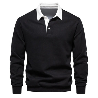 Herren Frühling-Sommer-Pullover mit Kragen Klassisches Langarm-Design