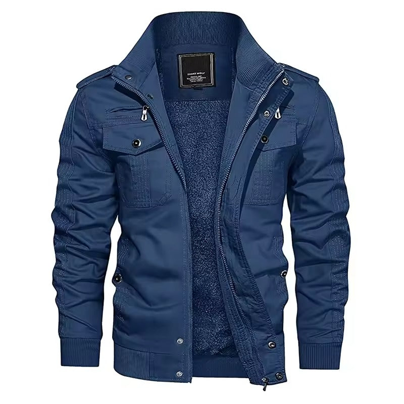 Herren-Winterjacke mit mehreren Taschen und durchgehendem Reißverschluss