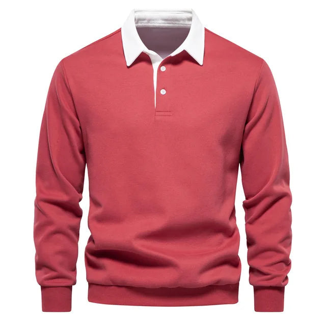 Herren Frühling-Sommer-Pullover mit Kragen Klassisches Langarm-Design