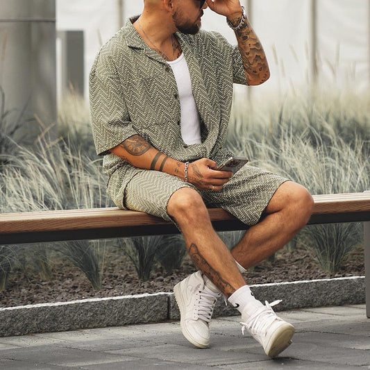 Vintage Sommer-Set für Herren – Leichtes Kurzarm-Hemd & Shorts – Perfekt für heiße Sommertage