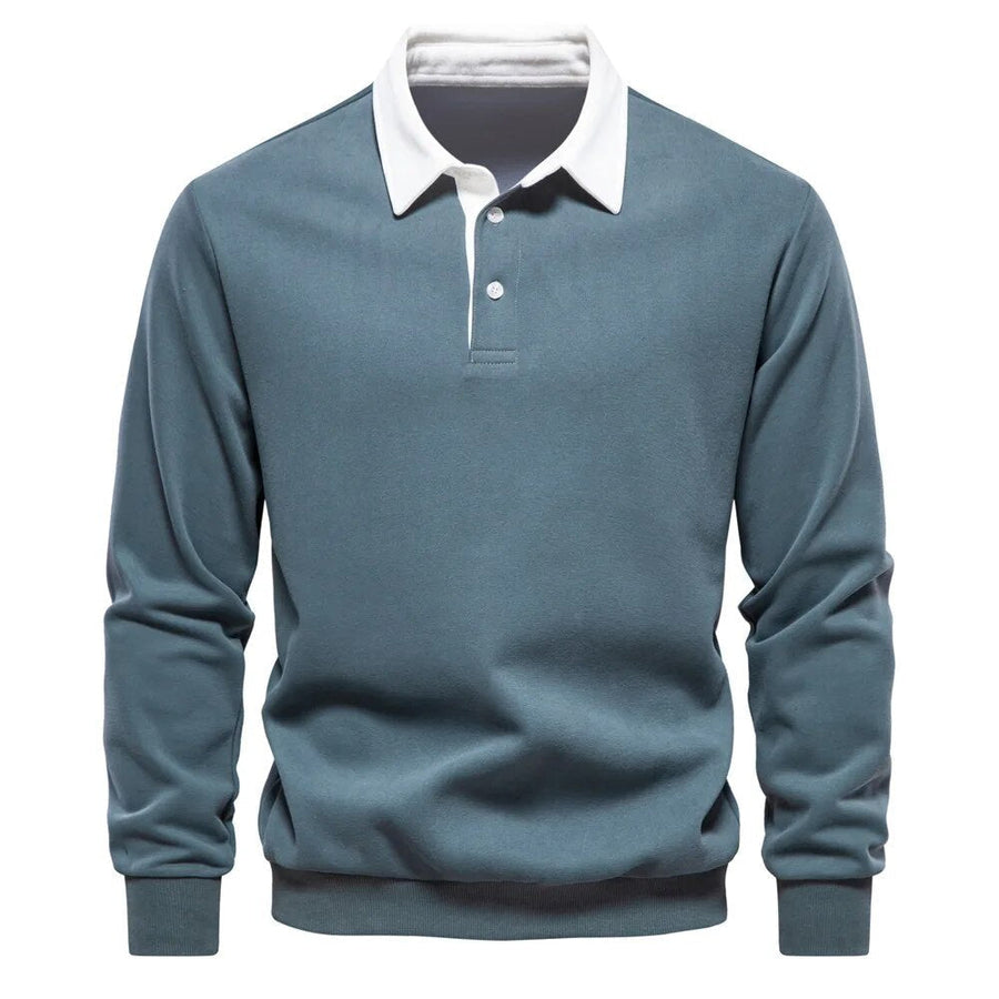 Herren Frühling-Sommer-Pullover mit Kragen Klassisches Langarm-Design