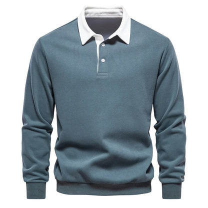 Herren Frühling-Sommer-Pullover mit Kragen Klassisches Langarm-Design