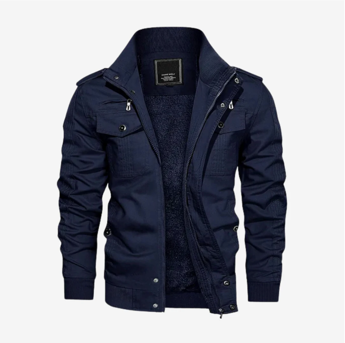 Herren-Winterjacke mit mehreren Taschen und durchgehendem Reißverschluss