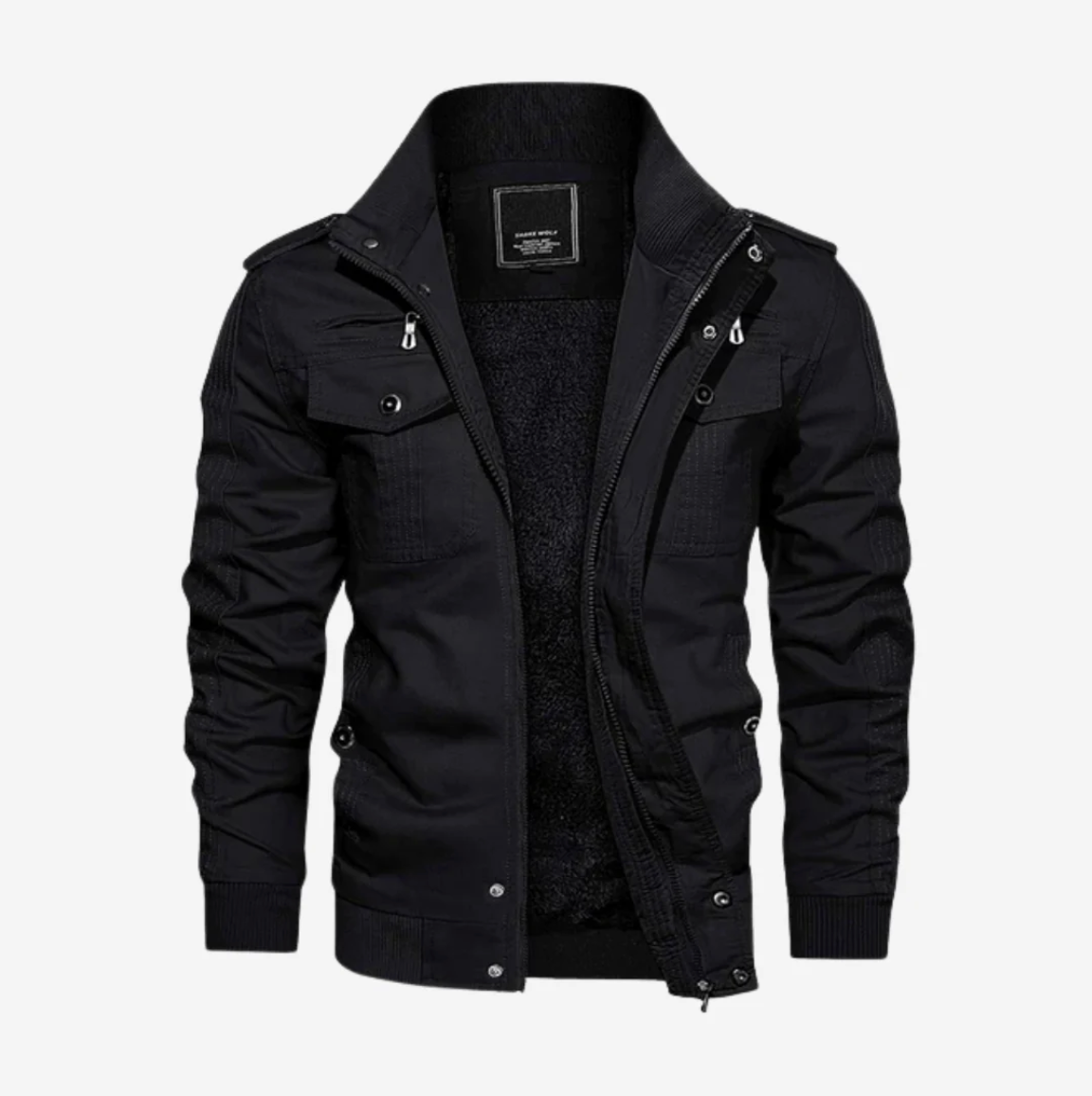 Herren-Winterjacke mit mehreren Taschen und durchgehendem Reißverschluss