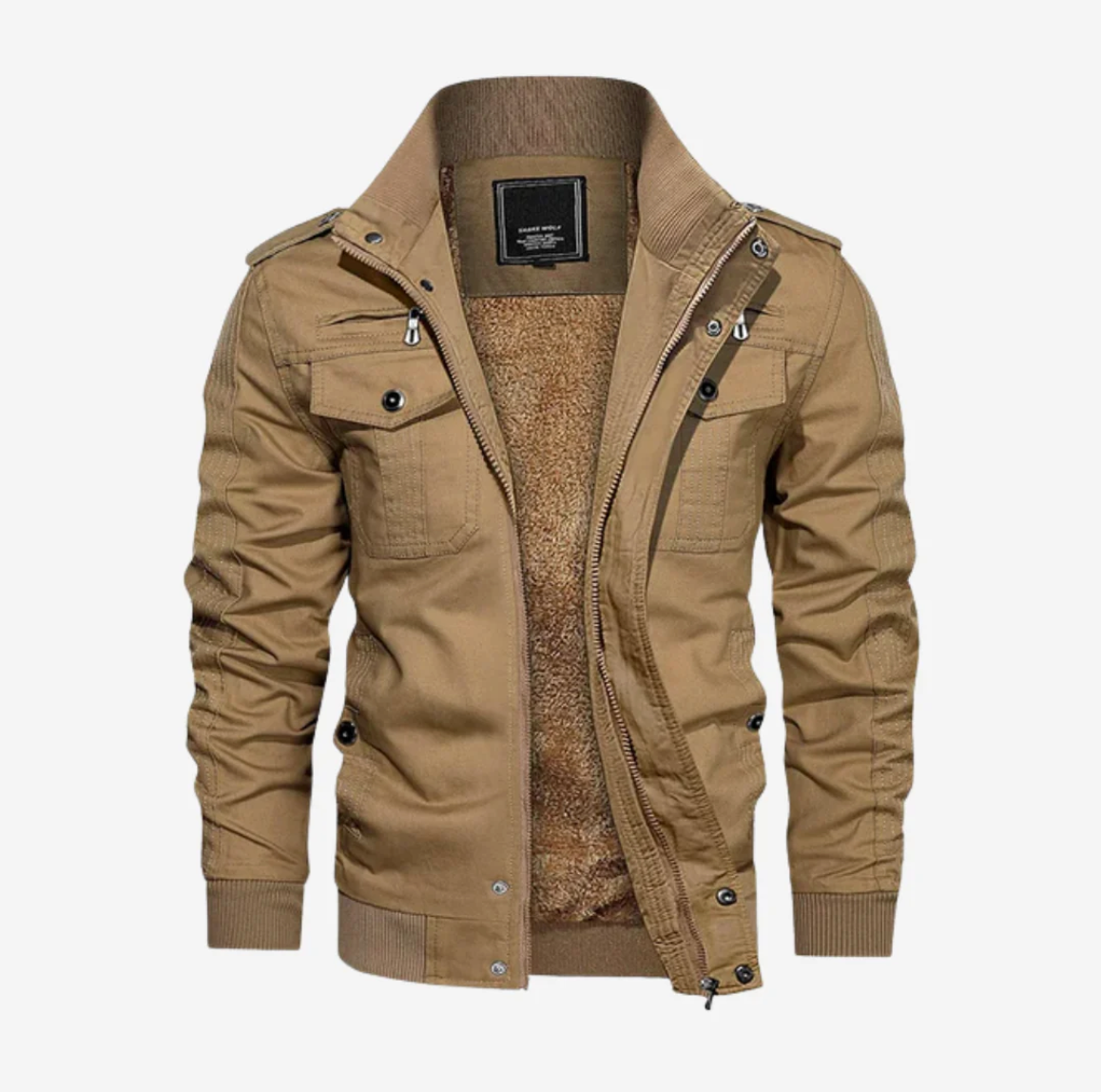 Herren-Winterjacke mit mehreren Taschen und durchgehendem Reißverschluss