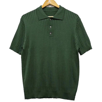 Herren Sommer Strick-Poloshirt mit Kragen und kurzer Knopfleiste