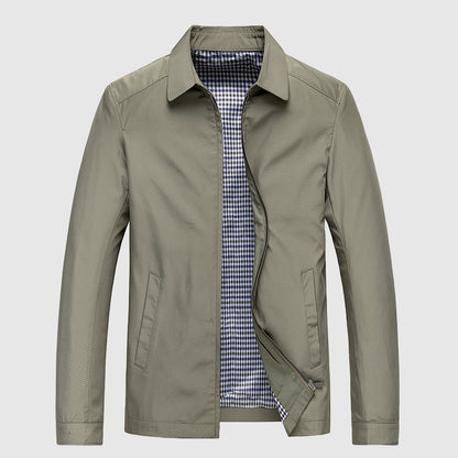 Herren-Frühlingsjacke mit Umlegekragen und Reißverschluss