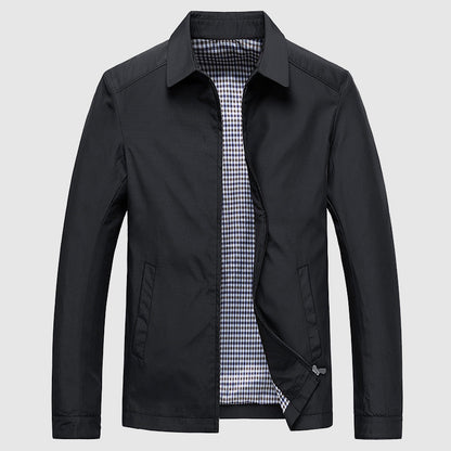 Herren-Frühlingsjacke mit Umlegekragen und Reißverschluss