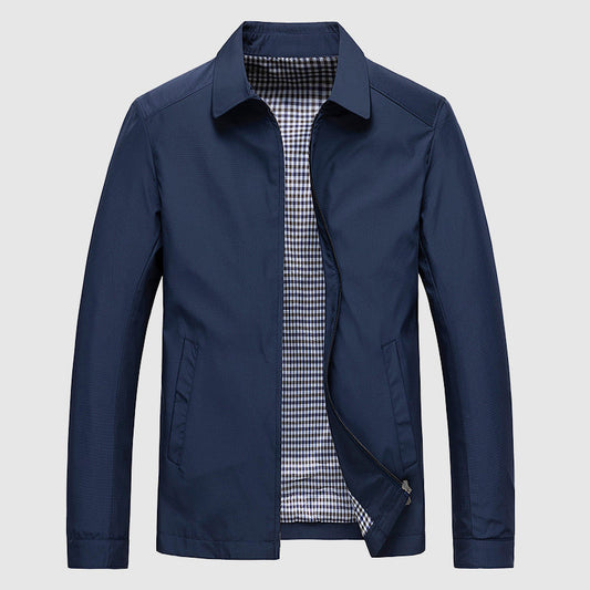 Herren-Frühlingsjacke mit Umlegekragen und Reißverschluss