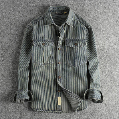 Klassisches Sommer-Vintage Indigo Denim-Hemd für Männer | Perfekt für die warme Jahreszeit