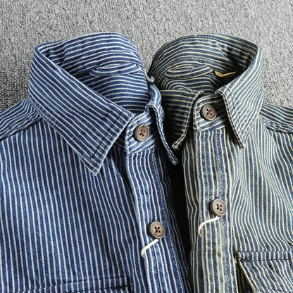 Klassisches Sommer-Vintage Indigo Denim-Hemd für Männer | Perfekt für die warme Jahreszeit
