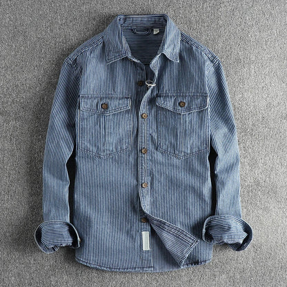 Klassisches Sommer-Vintage Indigo Denim-Hemd für Männer | Perfekt für die warme Jahreszeit