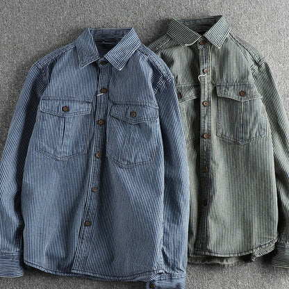 Klassisches Sommer-Vintage Indigo Denim-Hemd für Männer | Perfekt für die warme Jahreszeit