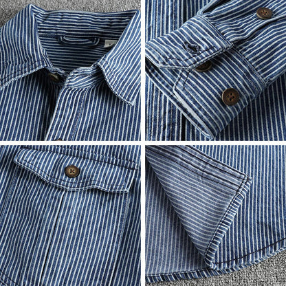 Klassisches Sommer-Vintage Indigo Denim-Hemd für Männer | Perfekt für die warme Jahreszeit