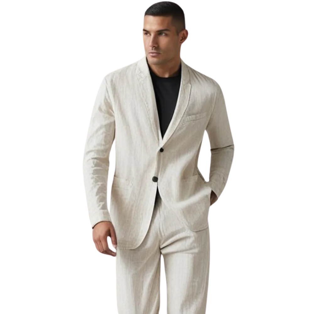 Herren Sommer-Zweiteiler mit Hemd und Hose im Tapered Fit