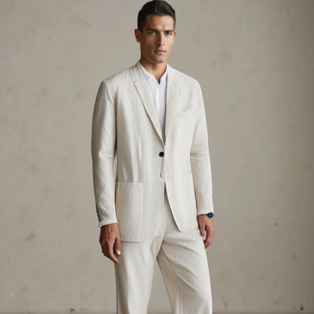Herren Sommer-Zweiteiler mit Hemd und Hose im Tapered Fit