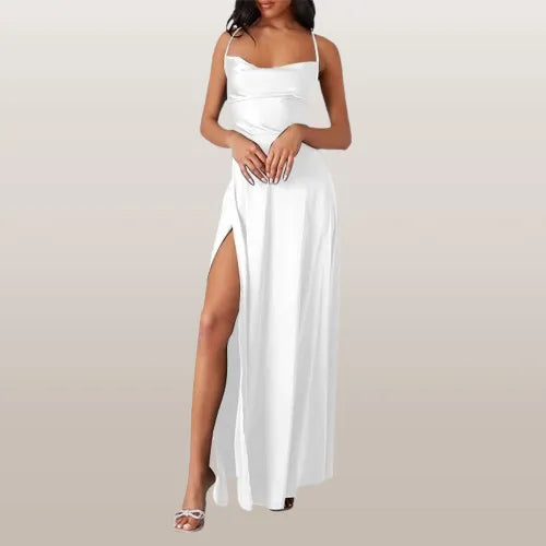 Ärmelloses Seiden-Maxikleid mit Fließendem Design I Perfekt für den Sommer