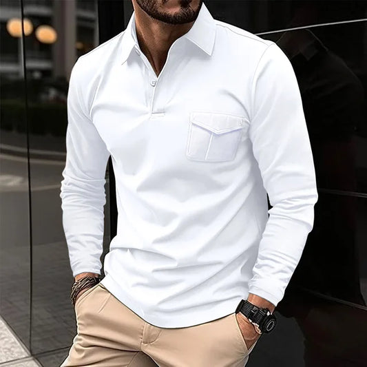 Herren Sommer Business-Hemd mit Kragen und Langarm