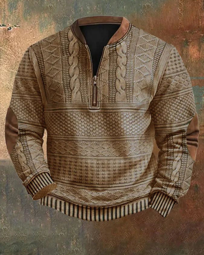 Herren Kapuzenpullover mit Halbem Reißverschluss – Slim Fit Sommerliches Gestreiftes Design