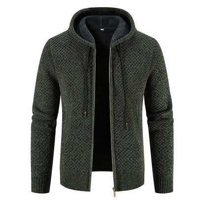 Herren Kapuzen-Cardigan mit Fleecefutter – Mit Samt gefüttert Langarm Reißverschluss