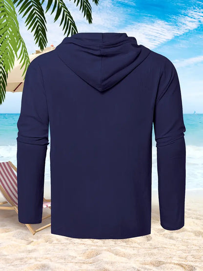 Warren - Herren Sommer Casual Button Hooded Shirt mit Kapuze