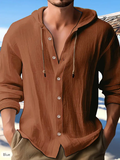 Warren - Herren Sommer Casual Button Hooded Shirt mit Kapuze