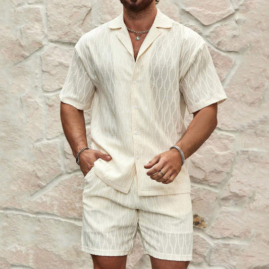 Herren Sommer Casual Kurzarmhemd und passende Shorts Set für den Sommer