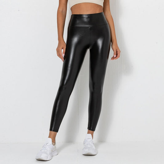 Damen Sporthose mit glänzender Oberfläche und weitem Schnitt für Fitness und Training