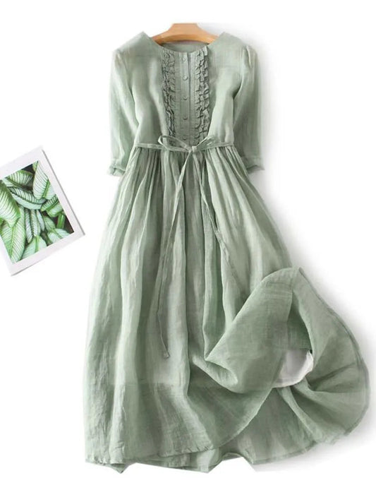 Damen Sommer Midikleid mit Boho-Details und atmungsaktivem Stoff