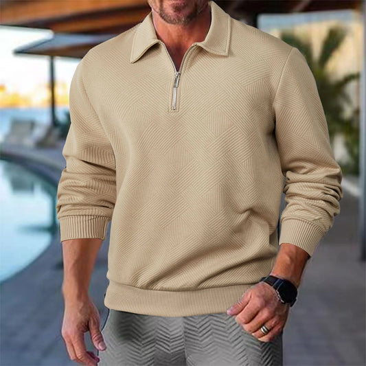 Herren Herbst Pullover Mit Reißverschluss Kragen Und Geometrischem Muster