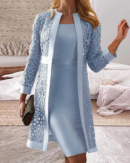 Spitzen-Cardigan-Kleid Zweiteiler-Set | Ideal für Frühling und Sommer