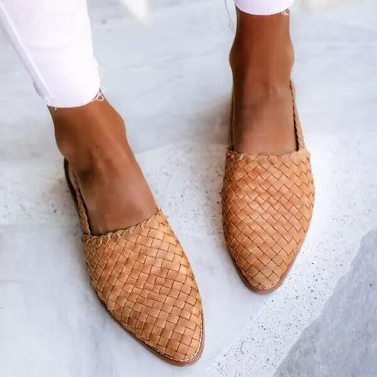 Schwarze Damen Woven Flachmules mit Verstellbarem Slingback-Riemen – Perfekt für den Sommer