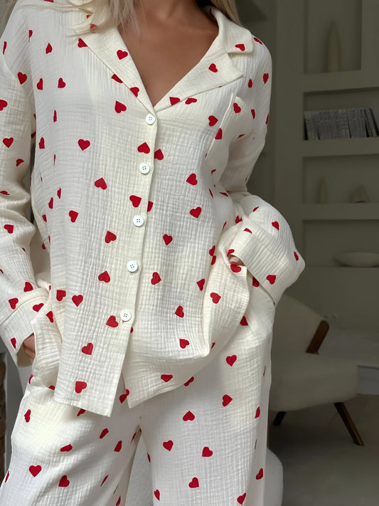 Damen Herz-Pyjama Set – Elegant für den Sommer