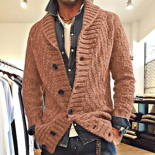 Herren Sommer-Strickjacke mit Geradem Schnitt Langarm Polyesterstrick