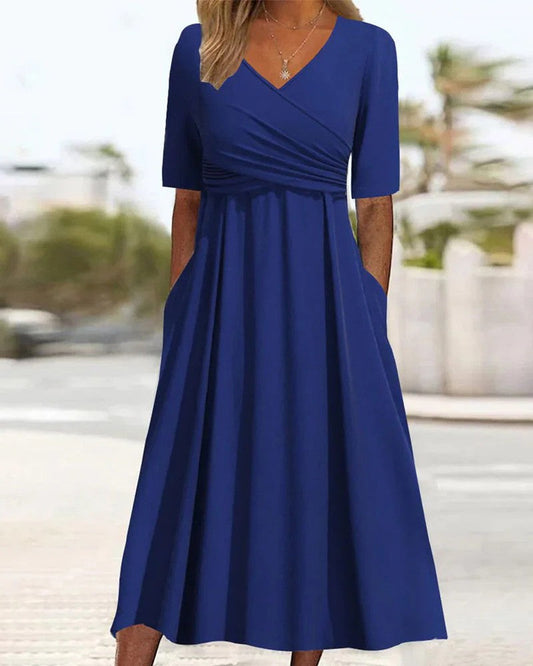 Midi Kleid mit Ärmeln und figurbetonter Passform | Ideal für Frühling & Sommer
