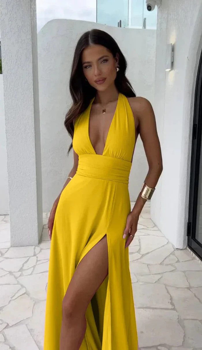 Einfarbiges Sommerkleid mit tailliertem Design | Perfekt für Strand und Sommerabende