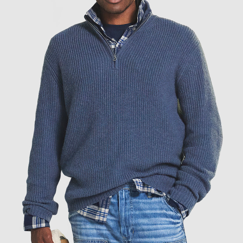 Herren Pullover Langarm Verlängerte Passform Ohne Muster