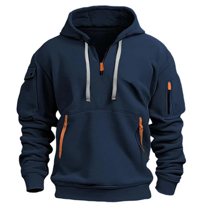 Herren Pullover Hoodie mit Kängurutasche & Kordelzug-Kapuze | Ideal für Sommerabende & Freizeit
